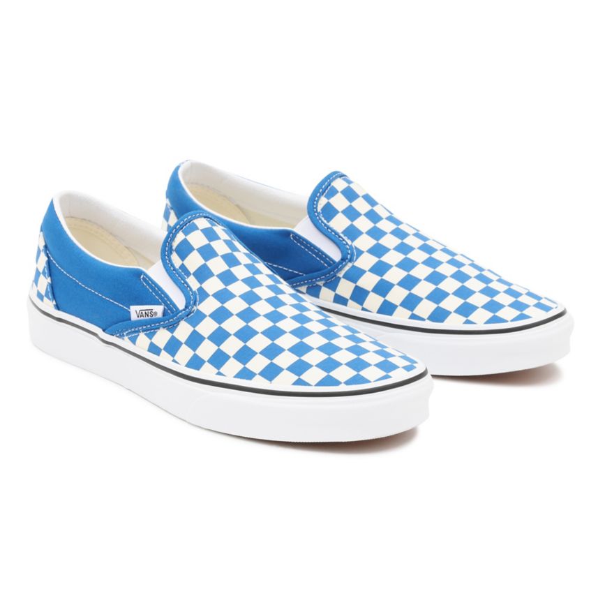 Vans Checkerboard Classic Slip-On Dam Kungsblått/Vita - Vans Classics Rea (HCEKR0562)